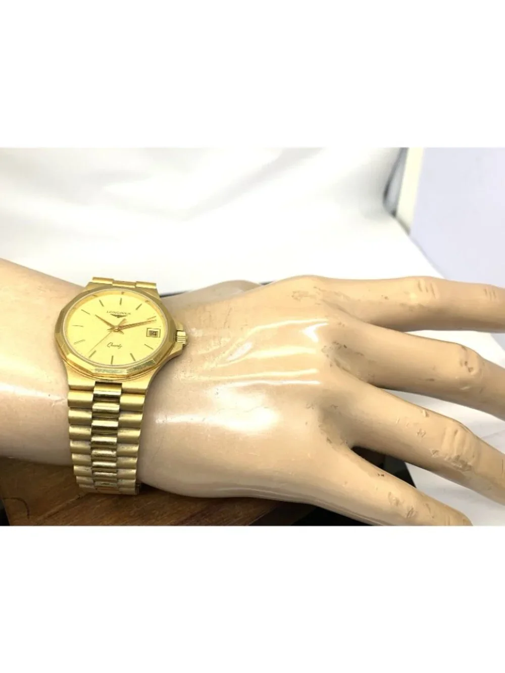 Longines Men's Watch Vintage Swiss Quartz Date Gold Stainless Steel 34mm